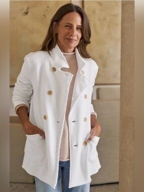 Frank & Eileen Tee Lab Belfast Triple Fleece Peacoat White Small
